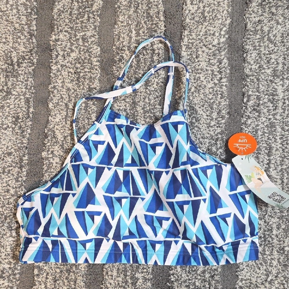 Blue Geometric Bikini Top